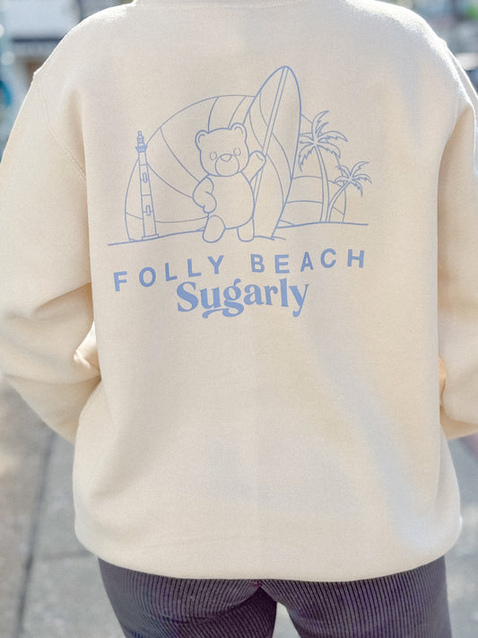 Teddy Bear Surfer Sweatshirt (Blue outline)